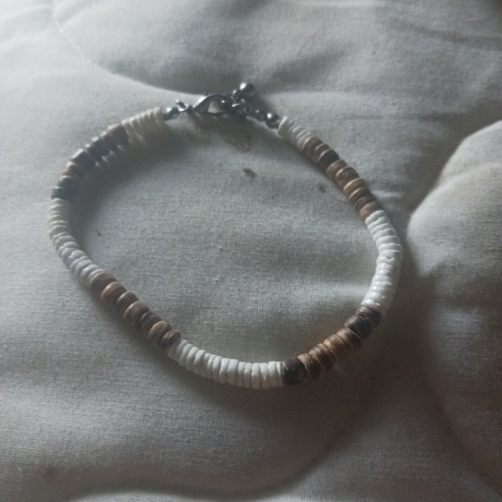 Elegant White and Brown Beaded Bracelet Or Anklet